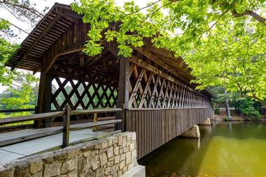 Walk across the historic Washington W. King Bridge (Stone Mountain Covered Bridge)