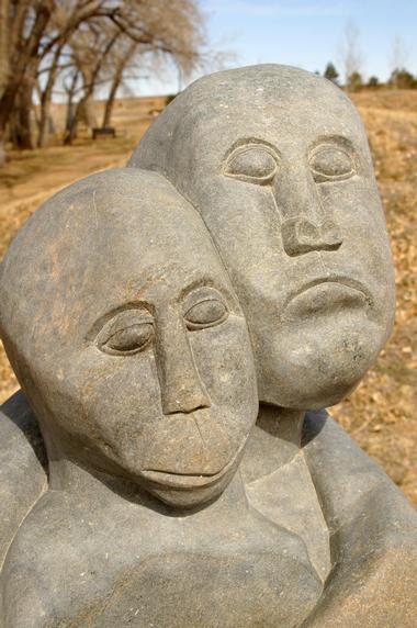 See stone sculptures on display at the Chapungu Sculpture Park